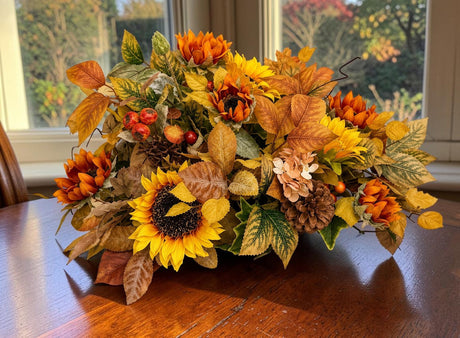 Fall Sunflower Centerpiece in Wooden Dough Bowl TCT Crafts