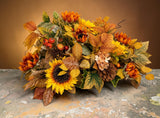 Fall Sunflower Centerpiece in Wooden Dough Bowl TCT Crafts