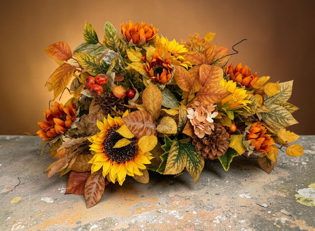 Fall Sunflower Centerpiece in Wooden Dough Bowl TCT Crafts