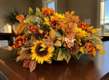 Fall Sunflower Centerpiece in Wooden Dough Bowl TCT Crafts