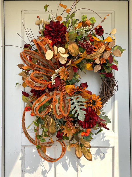 Fall Sunflower Grapevine Wreath 30 Inch Door Decor TCT Crafts