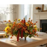 Fall Pumpkin and Sunflower Centerpiece on Wooden Pedestal Tray TCT Crafts