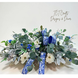 Blue White Silver Magnolia Winter Christmas Centerpiece TCT Crafts