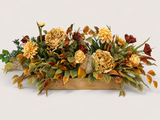 Fall Pumpkin Centerpiece | Dough Bowl Peony Dahlia Arrangement | 39"L x 18"H TCT Crafts