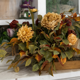 Fall Pumpkin Centerpiece | Dough Bowl Peony Dahlia Arrangement | 39"L x 18"H TCT Crafts