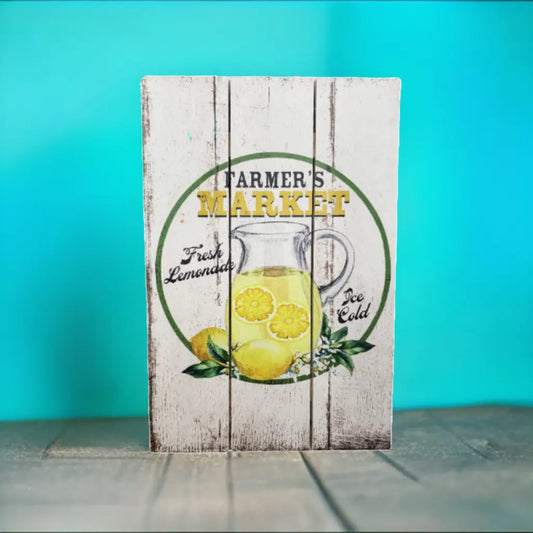 "Farmers Market Fresh Lemonade Ice Cold" Wooden Sign with Rope-CM2130 TCT Crafts