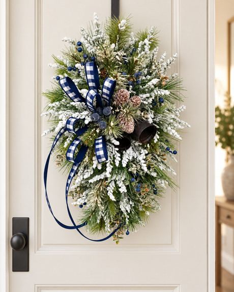 Rustic Winter Pine Swag with Bells and Blue Berries – Farmhouse Christmas Decor TCT Crafts