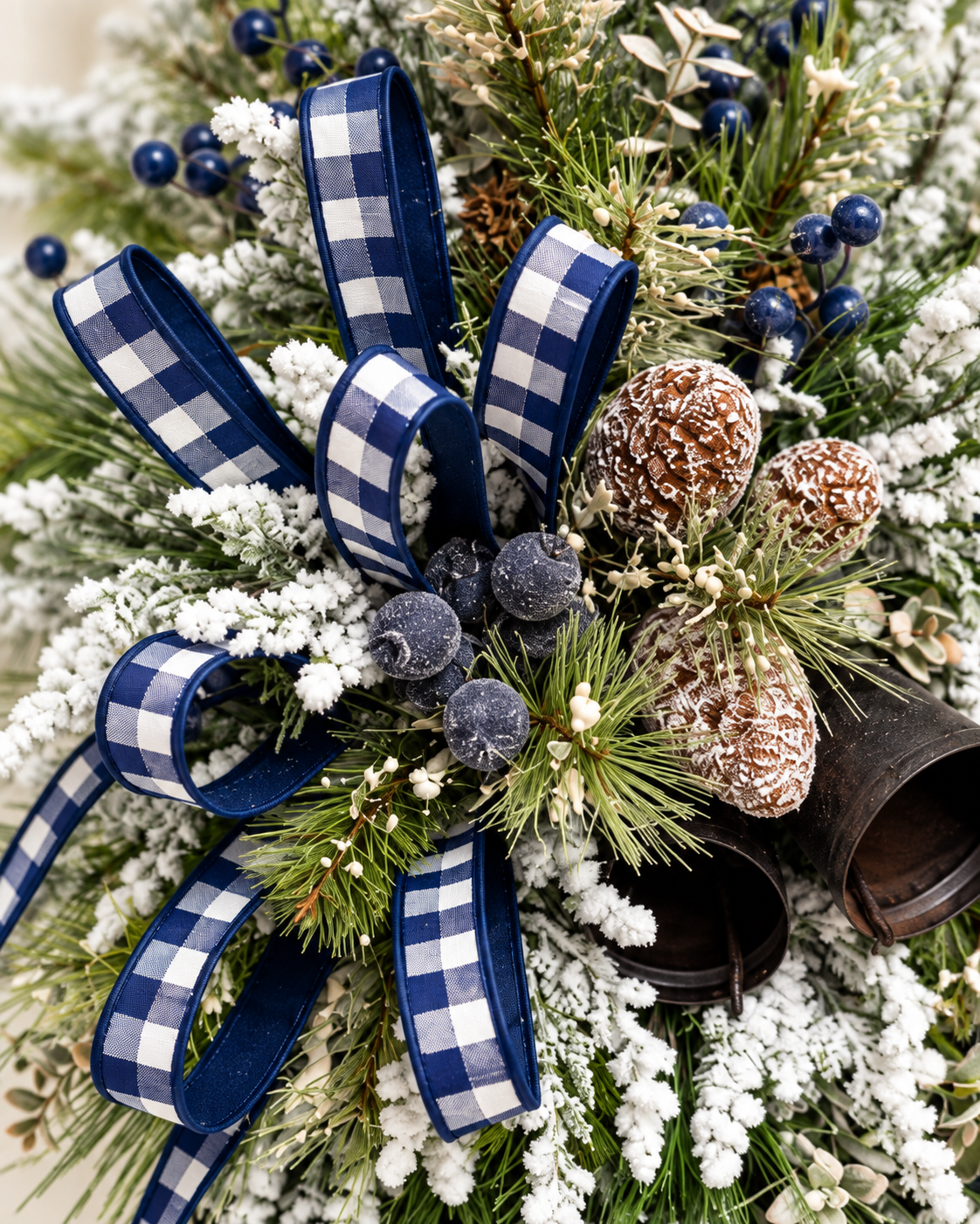 Rustic Winter Pine Swag with Bells and Blue Berries – Farmhouse Christmas Decor TCT Crafts