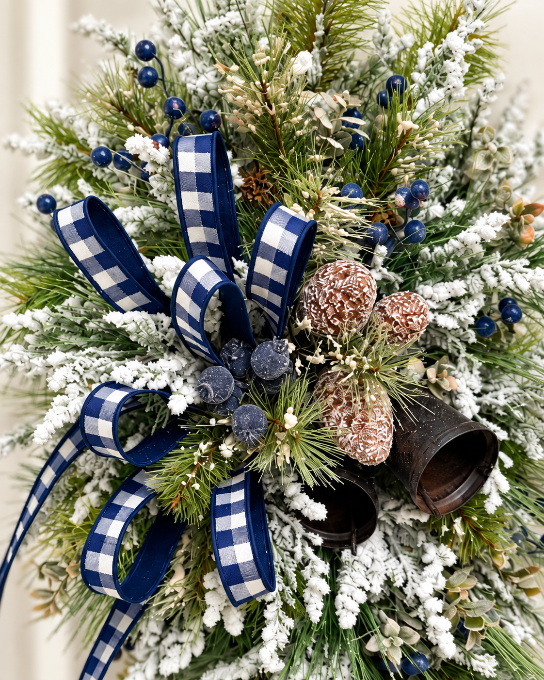 Rustic Winter Pine Swag with Bells and Blue Berries – Farmhouse Christmas Decor TCT Crafts