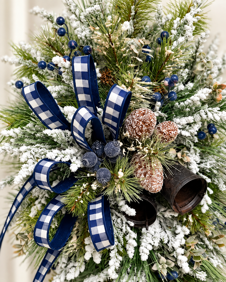Rustic Winter Pine Swag with Bells and Blue Berries – Farmhouse Christmas Decor TCT Crafts