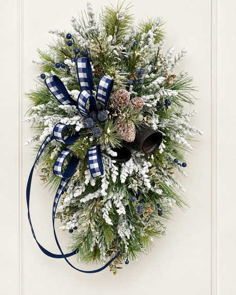 Rustic Winter Pine Swag with Bells and Blue Berries – Farmhouse Christmas Decor TCT Crafts