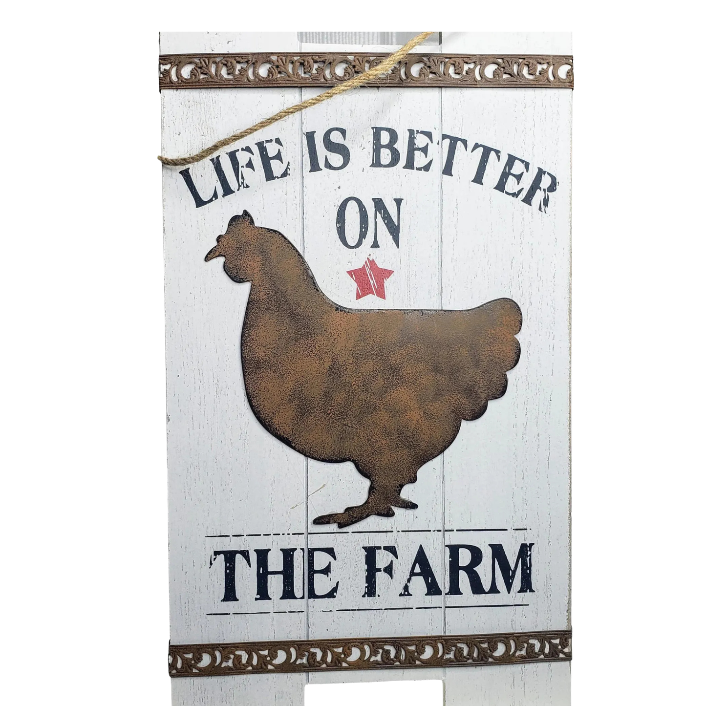 Life Is Better on the Farm Sign Rustic Chicken Farmhouse Wall Decor