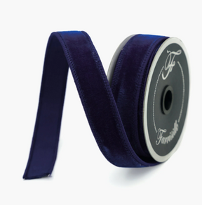 Luxurious Farrisilk 1" x 10 yd Navy Blue Velvet Wired Ribbon | Premium Holiday Craft Supply-RG008-21 Farrisilk