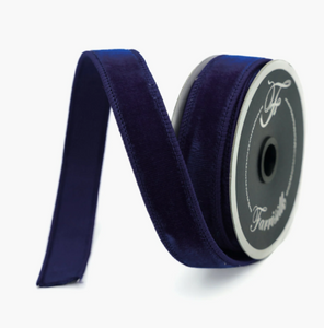 Luxurious Farrisilk 1" x 10 yd Navy Blue Velvet Wired Ribbon | Premium Holiday Craft Supply-RG008-21