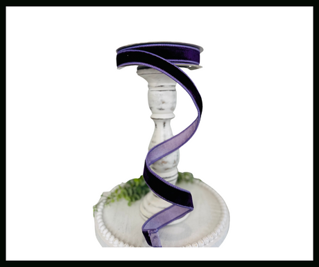 RK130-07 Designer Farrisilk Wired Ribbon, 1 inch 2 Tone Velvet Purple/Violet Farrisilk