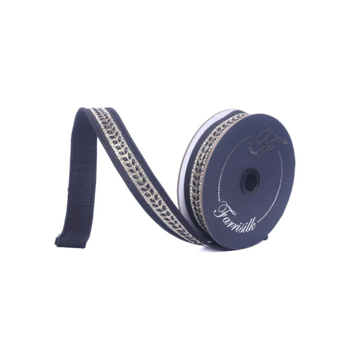 Farrisilk Glamourween Black Wired Ribbon 1 Inch 5 Yards-HR062-92 Farrisilk
