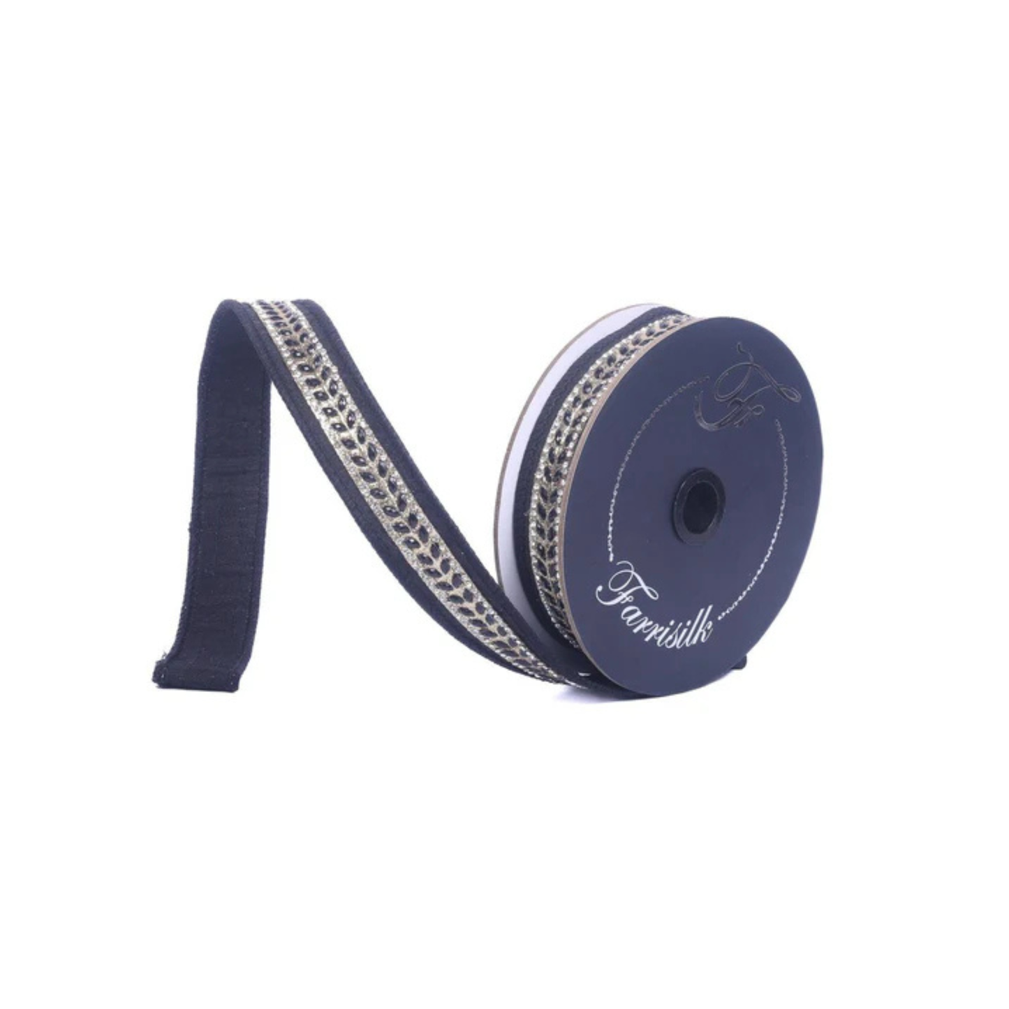 Farrisilk Glamourween Black Wired Ribbon 1 Inch 5 Yards-HR062-92 Farrisilk