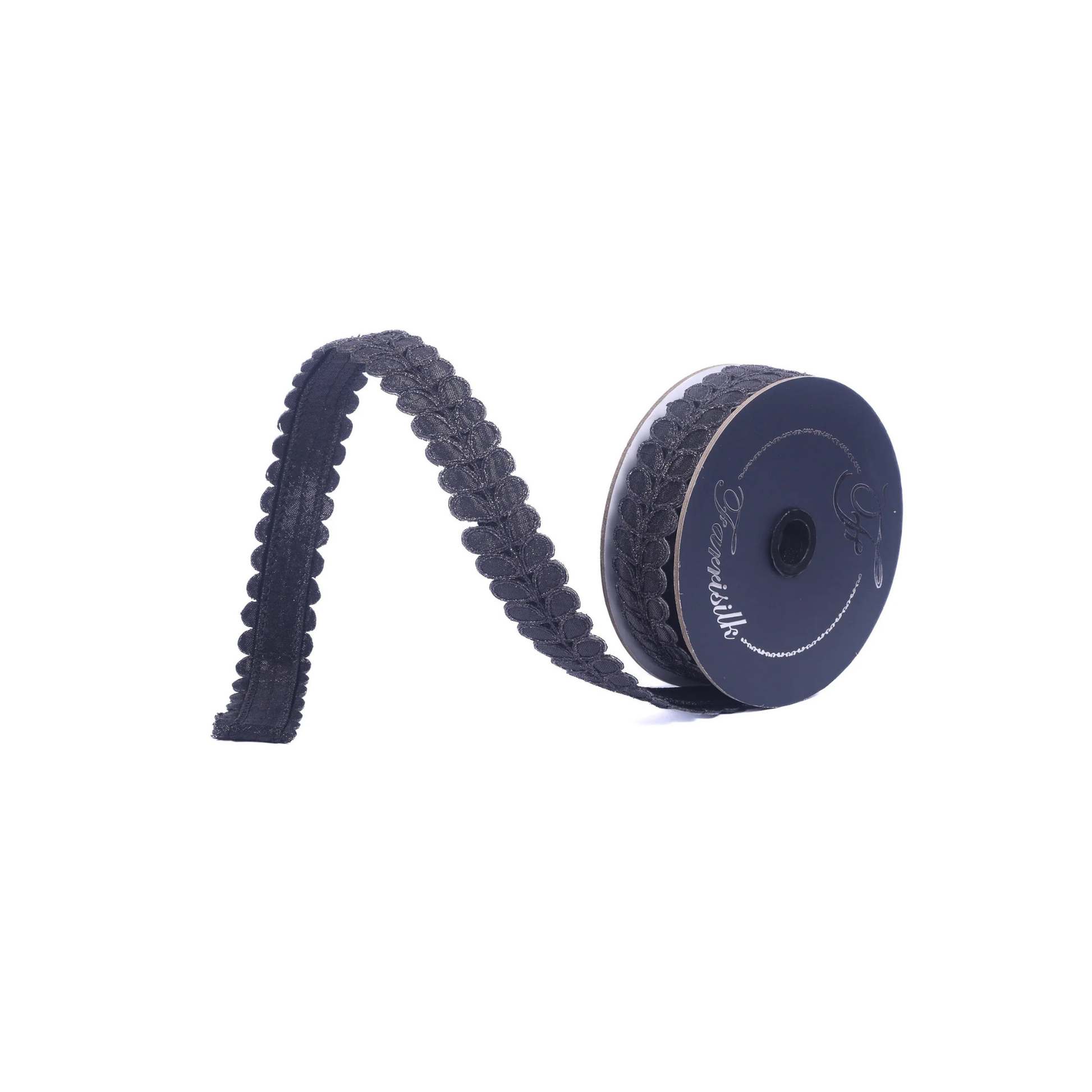 Farrisilk Black Wired Ribbon 1 Inch 5 Yards-HR067-92 Farrisilk