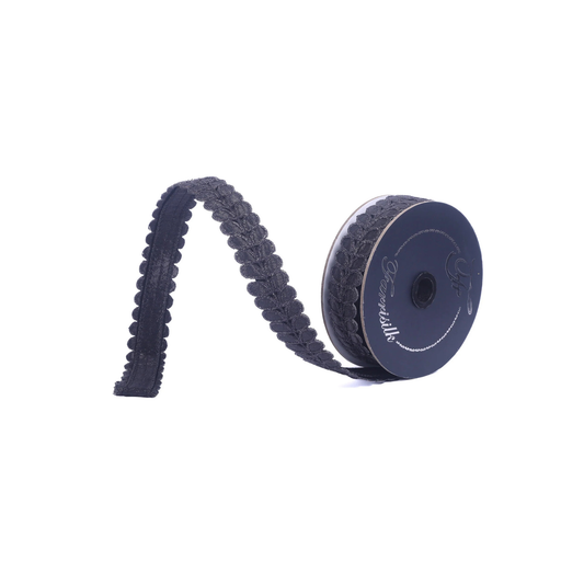 Farrisilk Black Wired Ribbon 1 Inch 5 Yards-HR067-92 Farrisilk