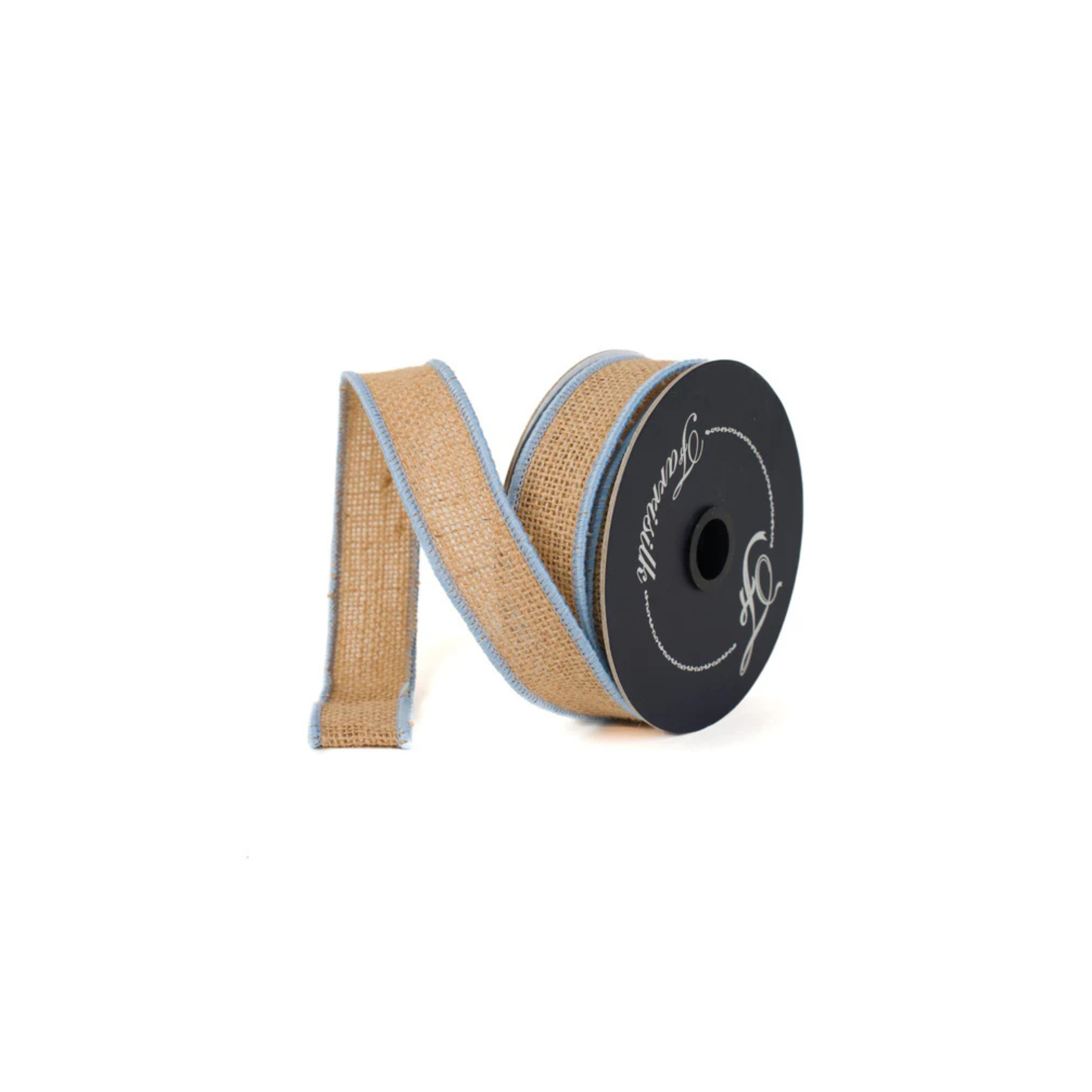 Farrisilk Light Blue Burlap Accent Wired Ribbon-SR096-16 Farrisilk