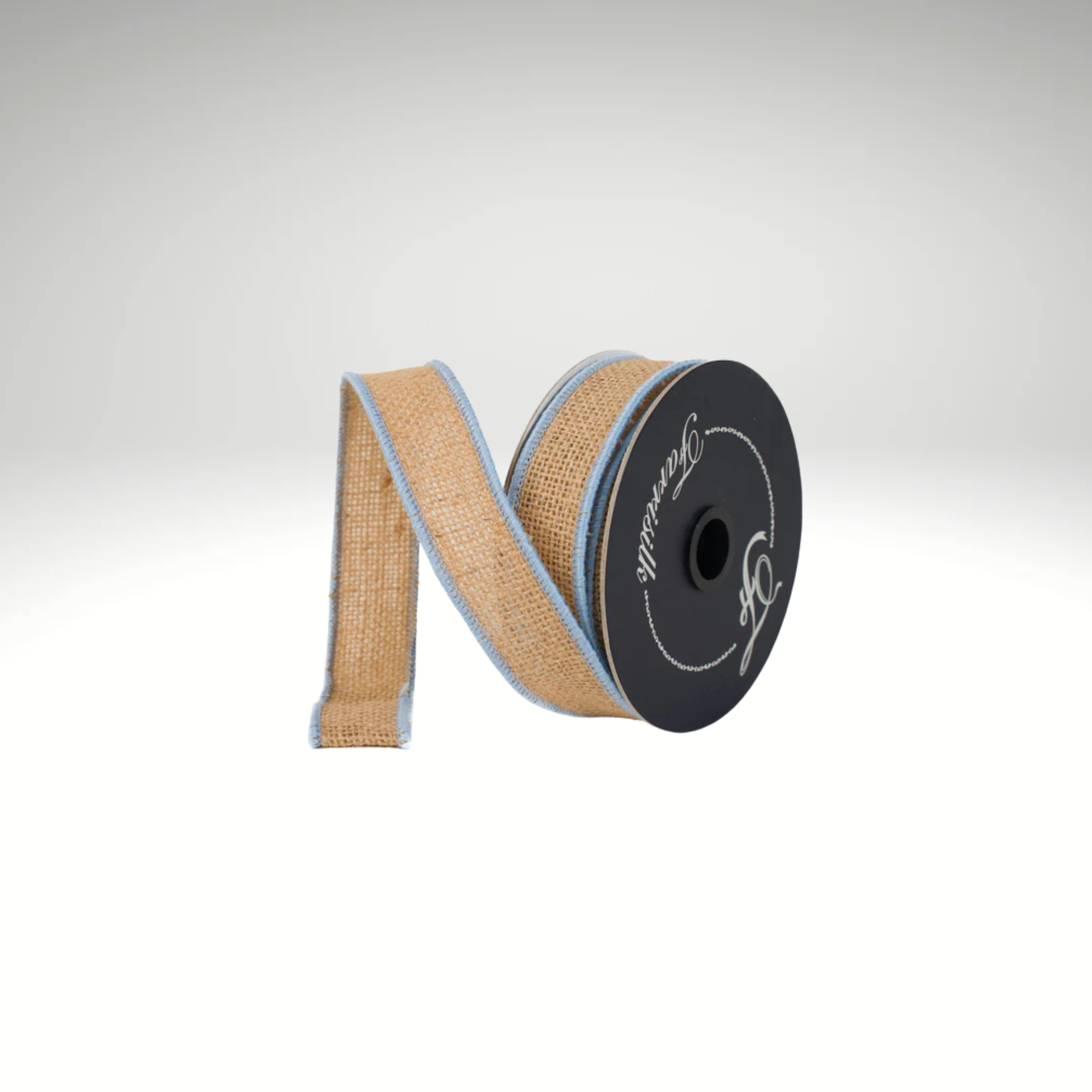 Farrisilk Light Blue Burlap Accent Wired Ribbon-SR096-16 Farrisilk