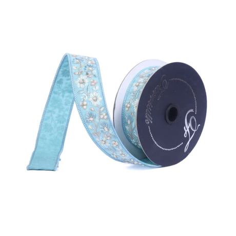 Farrisilk Spring Bling Blue Wired Ribbon 1.5x5yd-SR170-05 Farrisilk
