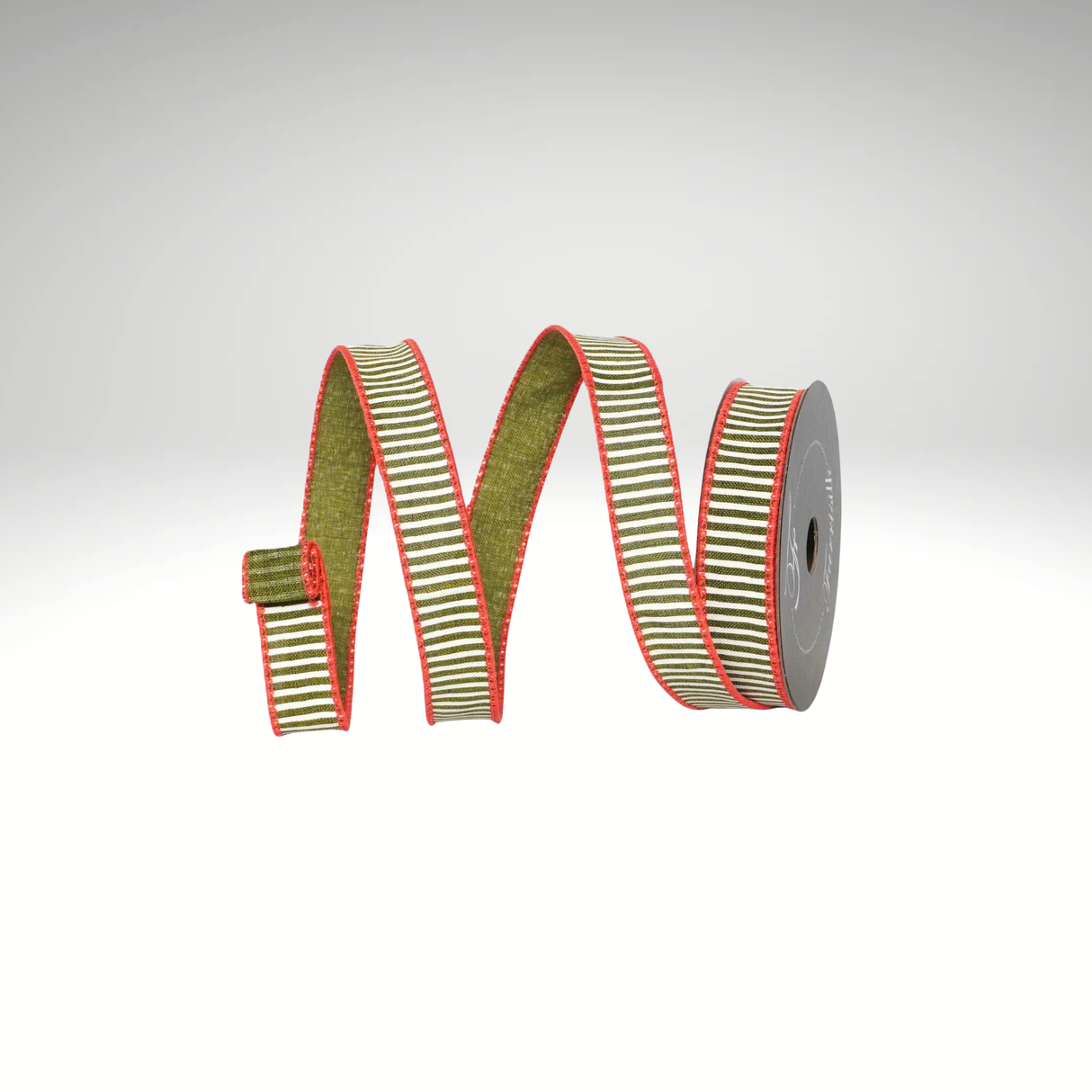 Farrisilk 1” Coastal Stripe Wired Ribbon in Olive | Designer Wreath Ribbon-SR146-76 Farrisilk