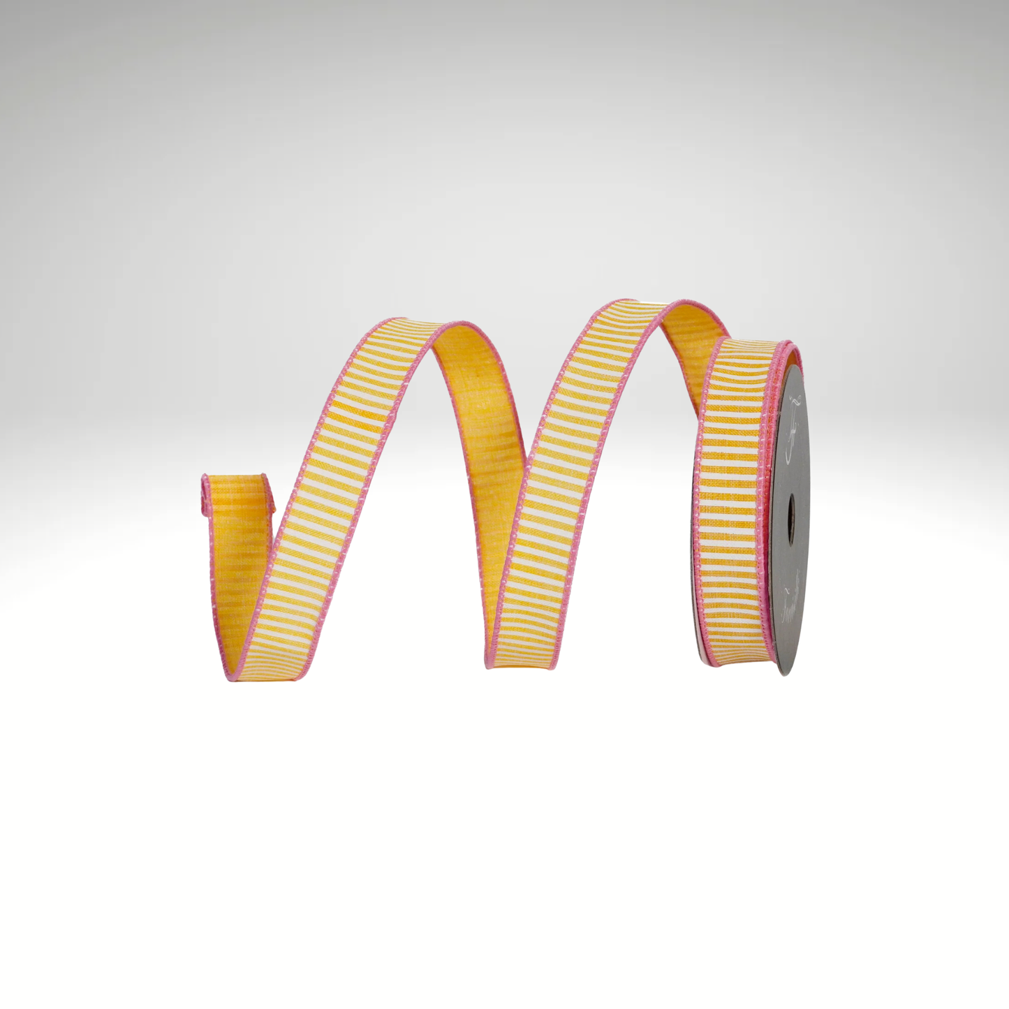 Farrisilk 1” Coastal Stripe Wired Ribbon in Yellow | Designer Wreath Ribbon-SR146-46 Farrisilk