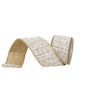 Cozy Chalet Ivory Tweed Ribbon | Farrisilk Designer Ribbon | 2.5" x 10yd-RC108-62 Farrisilk