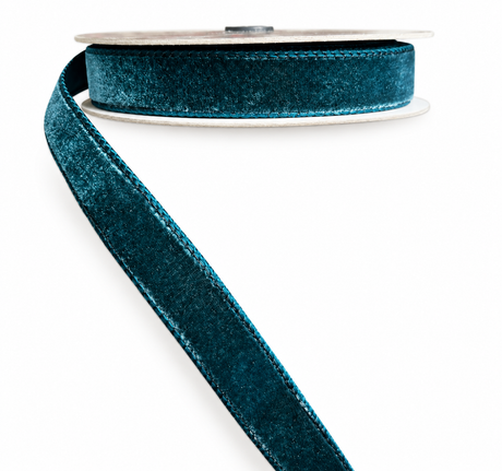 1" Dark Teal Velvet Wired Ribbon | Farrisilk-RA008-19 Farrisilk