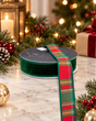 Farrisilk 1.5" Emerald Red Gold Plaid Plush Velvet Wired Ribbon-RM004-06 Farrisilk