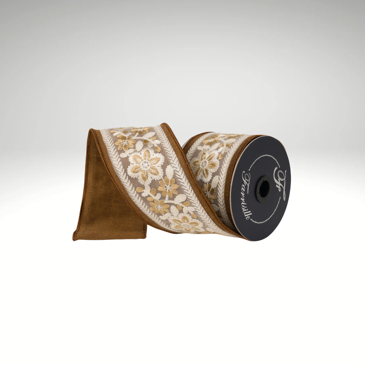 Farrisilk Pecan Blossom Harvest Wired Ribbon 2.5” x 5yd | Designer Ribbon-SR101-35 Farrisilk