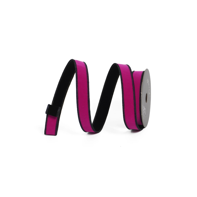 Farrisilk Fuchsia and Black Wired Ribbon 1” x 10yd | Designer Ribbon Farrisilk