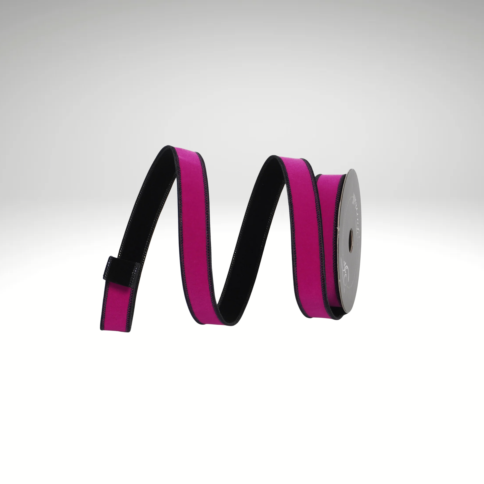 Farrisilk Fuchsia and Black Wired Ribbon 1” x 10yd | Designer Ribbon Farrisilk