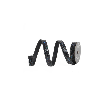 Glow in the Dark Glitter Wired Ribbon 1” x 10yd | Black Designer Ribbon-HR007-92 Farrisilk