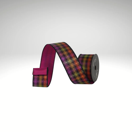 Farrisilk Halloween Plaid Wired Ribbon 2.5” x 10yd | Designer Ribbon-HR024-32 Farrisilk