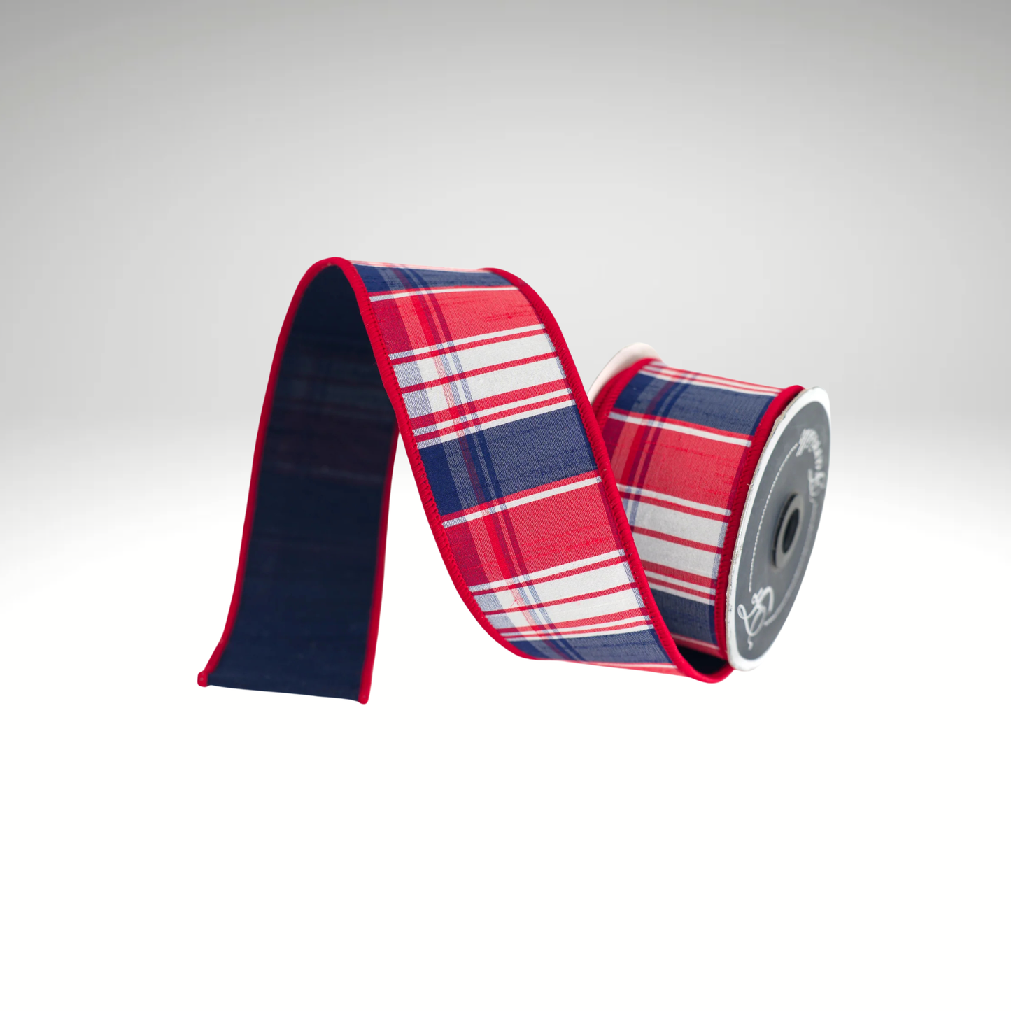 Farrisilk Red White Blue Plaid Wired Ribbon 2.5 Inch-RK500-32 Farrisilk