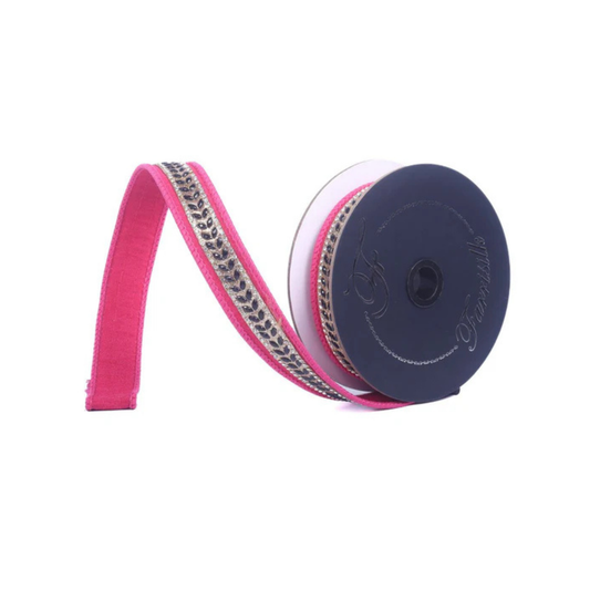Farrisilk Glamourween Hot Pink Wired Ribbon 1 Inch 5 Yards-HR062-15 Farrisilk