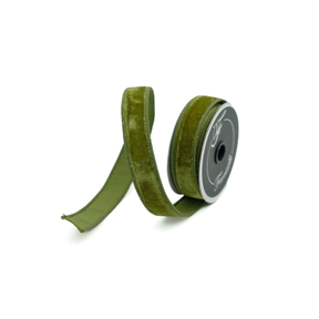 Farrisilk Olive Velvet Wired Ribbon |  Velvet Solid Ribbon | 1" x 10yd-RG008-76 Farrisilk