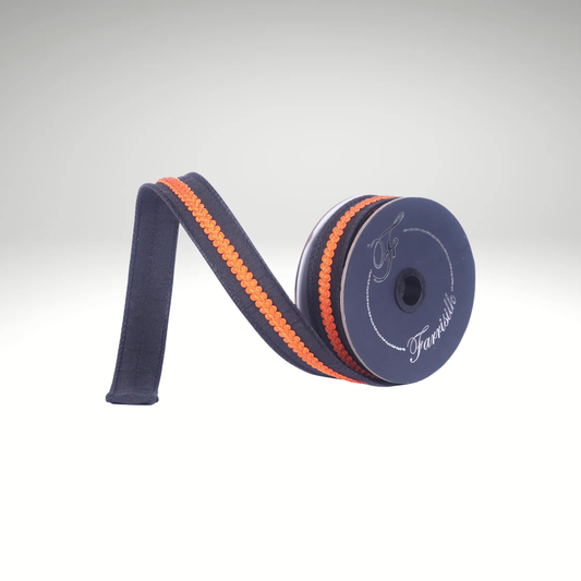 Farrisilk Orange Black Wired Ribbon 1 Inch 10 Yards-HR056-87 Farrisilk