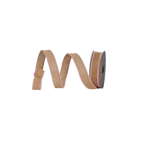 Farrisilk Pink Burlap Accent Wired Ribbon-SR096-14 Farrisilk
