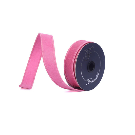 Farrisilk Bubblegum Pink Silky Sheen Wired Ribbon 1 Inch Designer Ribbon-SR154-74 Farrisilk