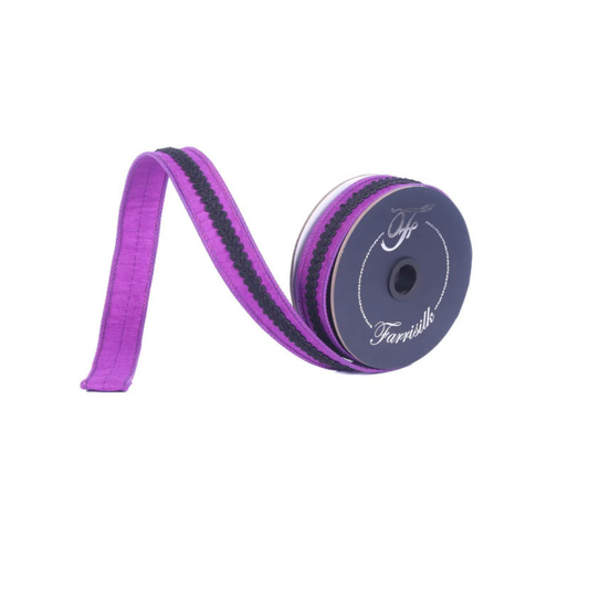 Farrisilk Purple Black Wired Ribbon 1 Inch 10 Yards-HR056-86 Farrisilk