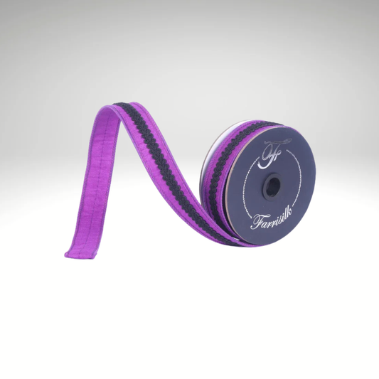 Farrisilk Purple Black Wired Ribbon 1 Inch 10 Yards-HR056-86 Farrisilk