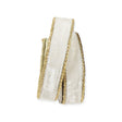 1" Ivory Velvet Wired Ribbon with Gold Trim | Farrisilk-RG809-62 Farrisilk