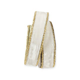 1" Ivory Velvet Wired Ribbon with Gold Trim | Farrisilk-RG809-62 Farrisilk
