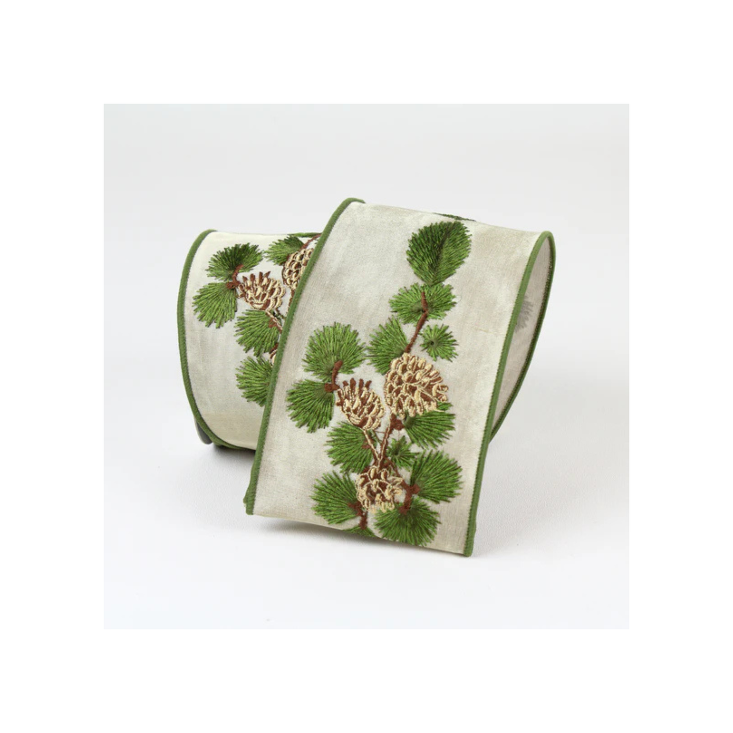Farrisilk Shimmering Pinecone Branch Wired Ribbon-RG861-12 Farrisilk