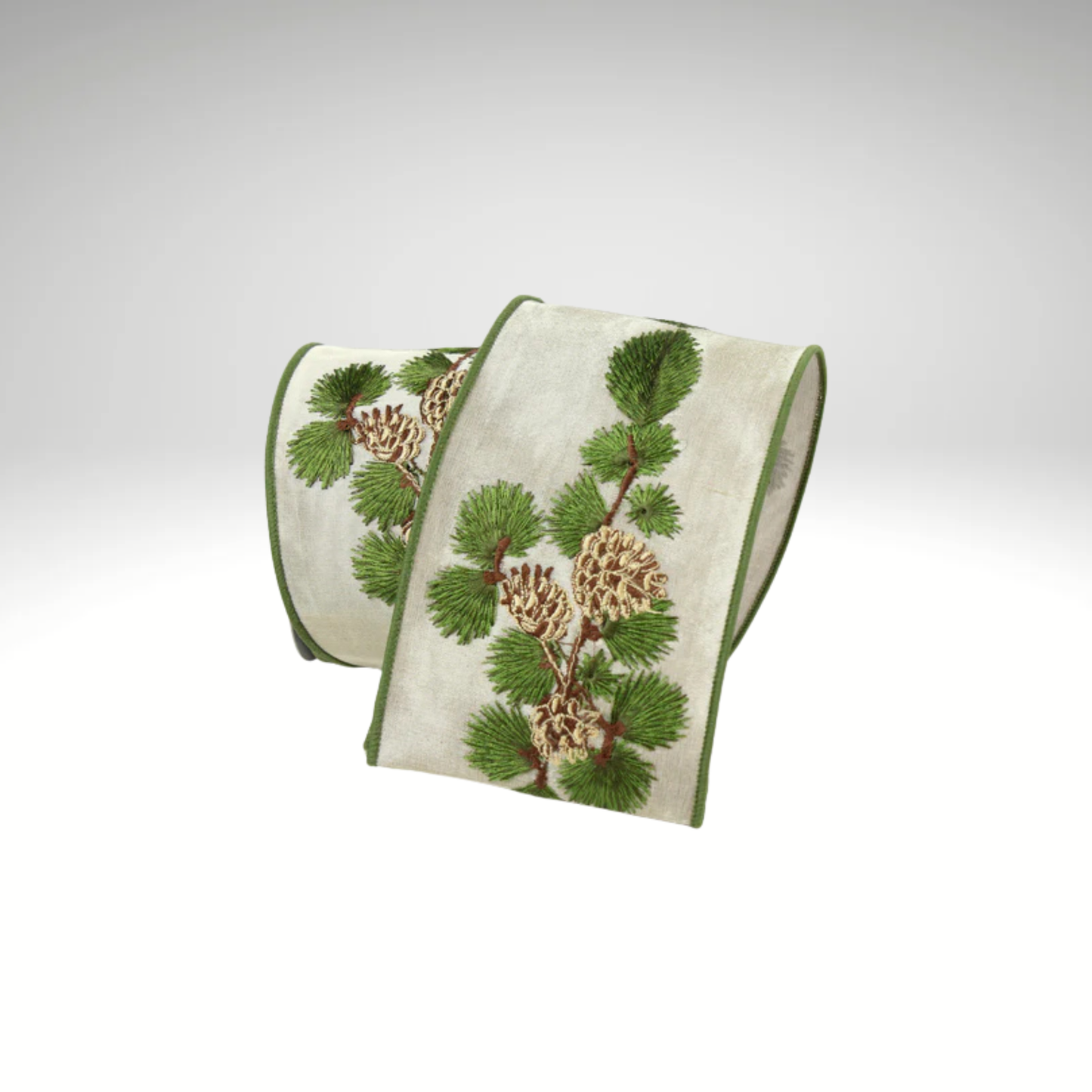 Farrisilk Shimmering Pinecone Branch Wired Ribbon-RG861-12 Farrisilk