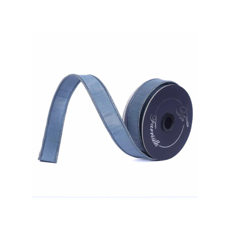 Farrisilk Steel Blue Silky Sheen Wired Ribbon 1 Inch Designer Ribbon-SR154-17 Farrisilk