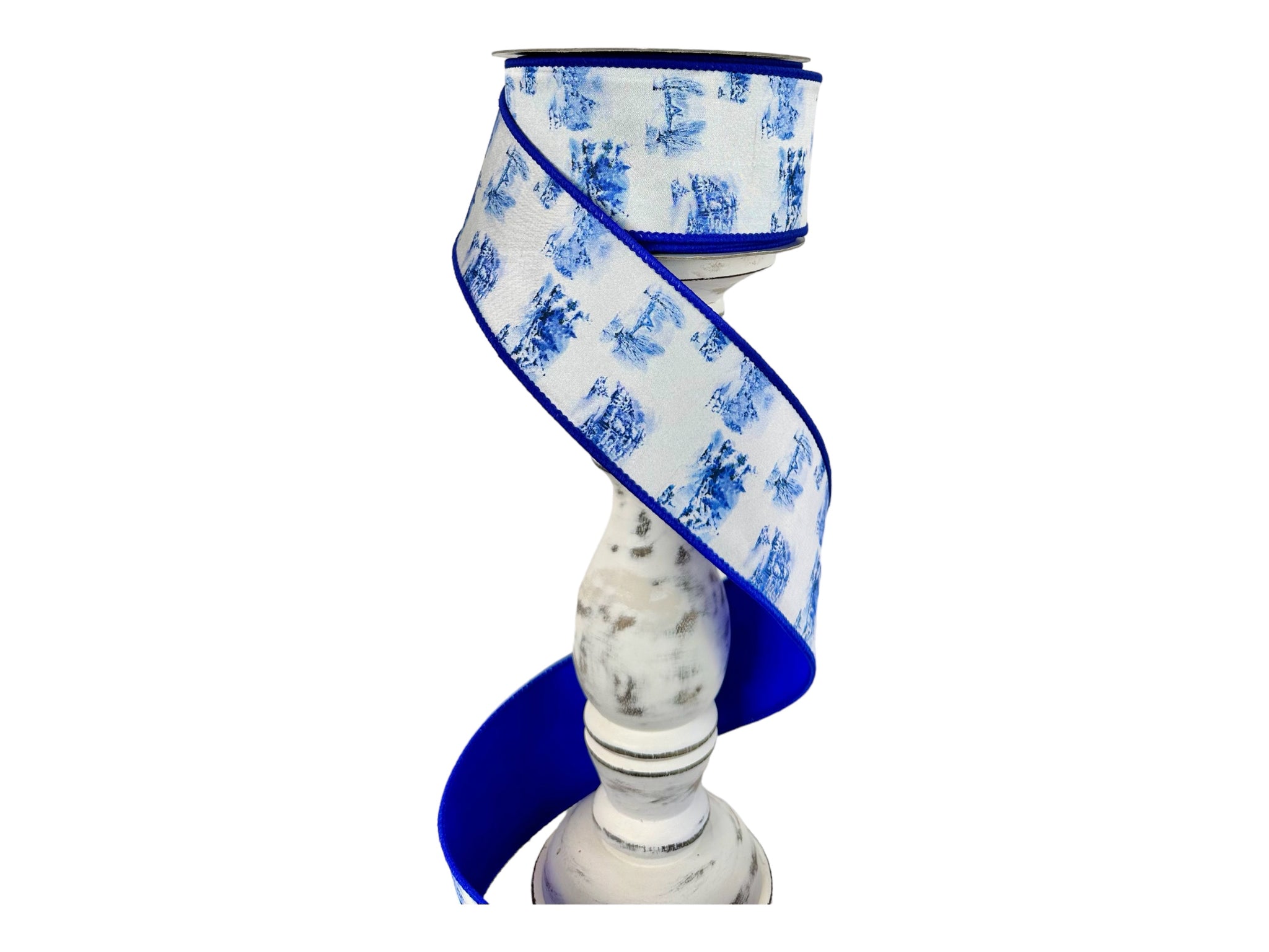 2.5x10yd Designer Farrisilk Winterland Wired Ribbon in Blue & White by TCT  Crafts - Frosty Elegance – TCTCrafts